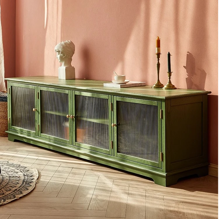 实木电视柜复古极简小户型客厅卧室储藏柜多巴胺家具彩色电视柜