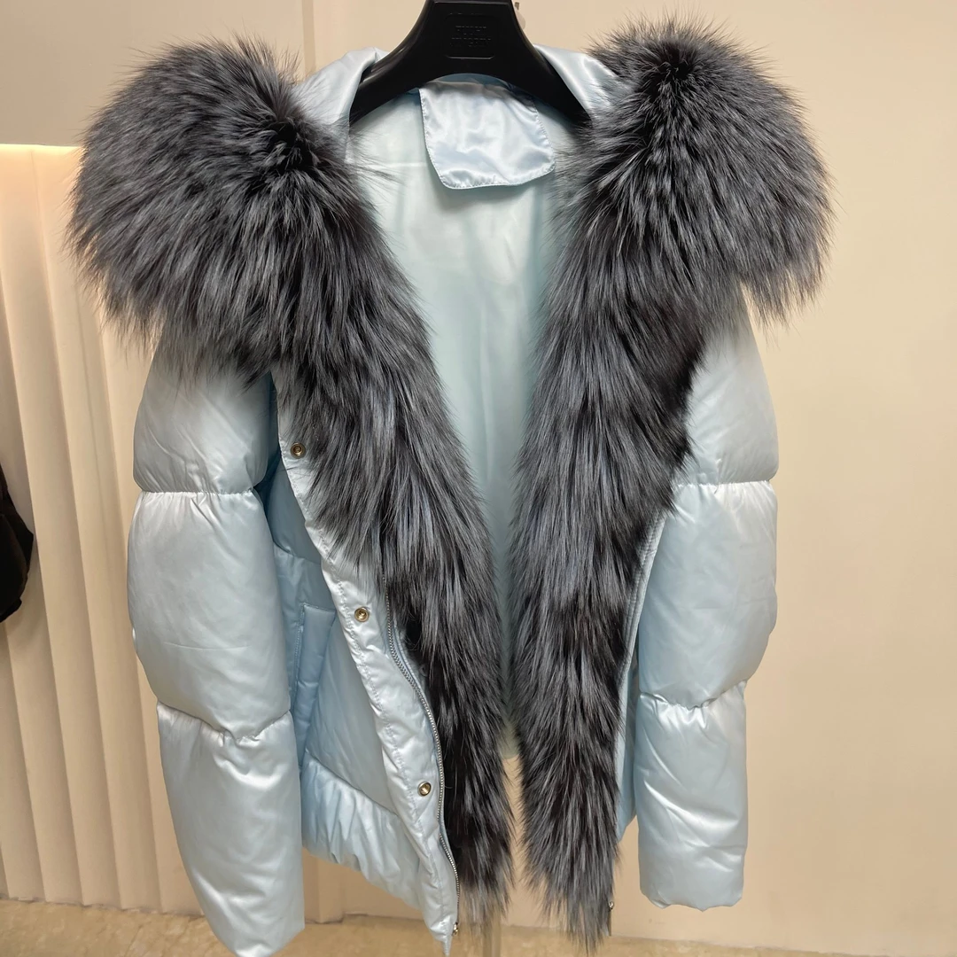 2024冬季新款狐狸毛领韩版鹅绒服外套