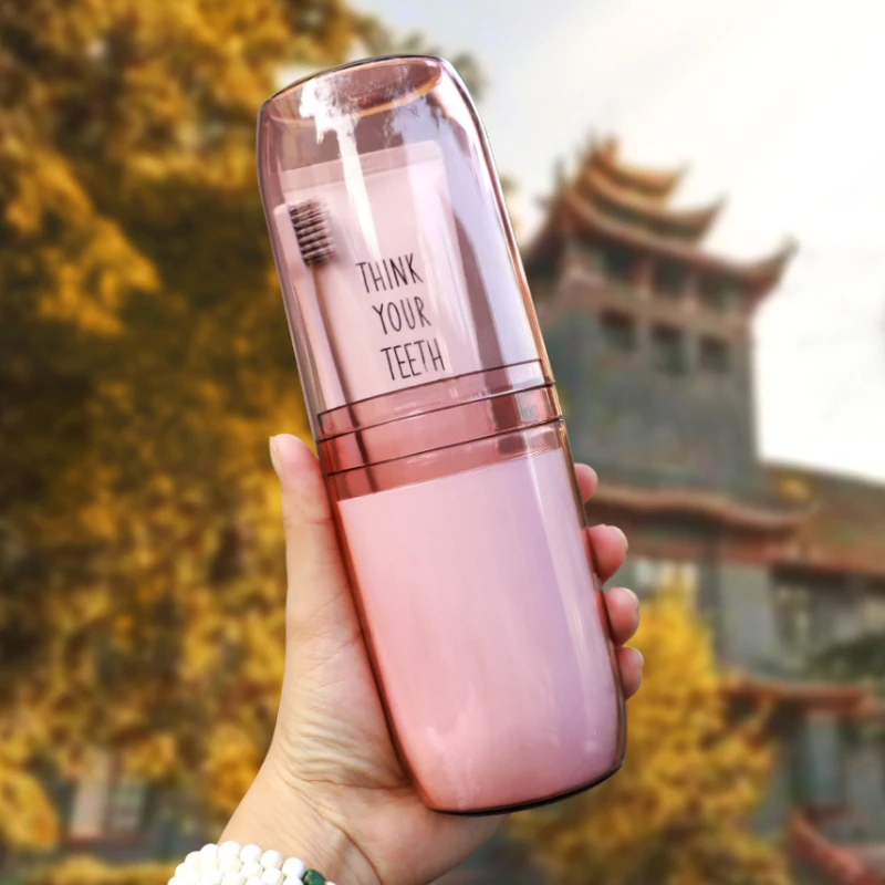 PET四合一透明牙刷杯漱口杯两用旅行情侣牙杯高颜值双节家用口杯