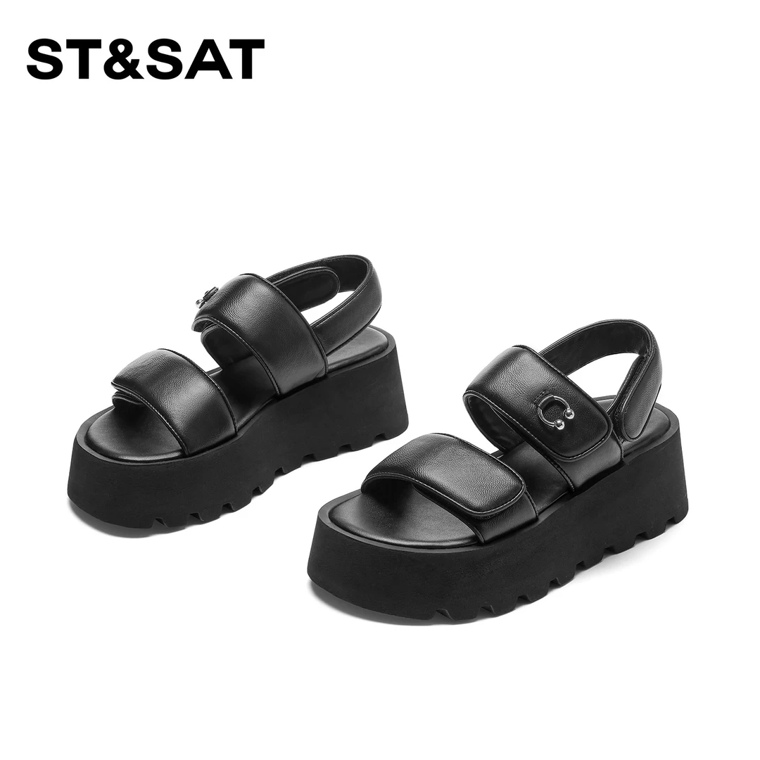 星期六厚底凉鞋女款2025新款爆款夏季百搭小众鞋子外穿网红休闲鞋