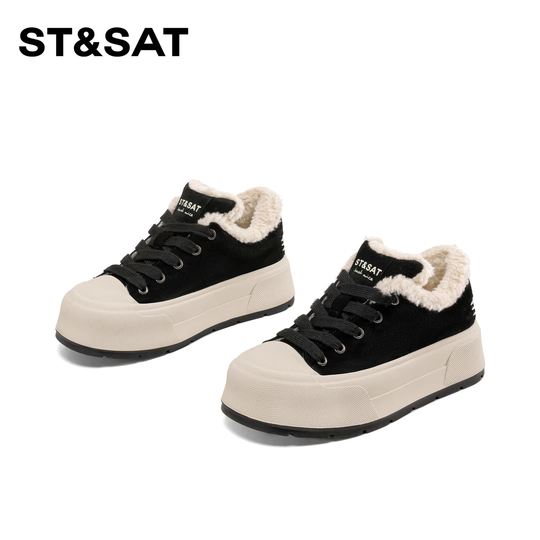 星期六2025新款冬季棉鞋女加绒高帮厚底鞋小众百搭鞋子休闲鞋女鞋