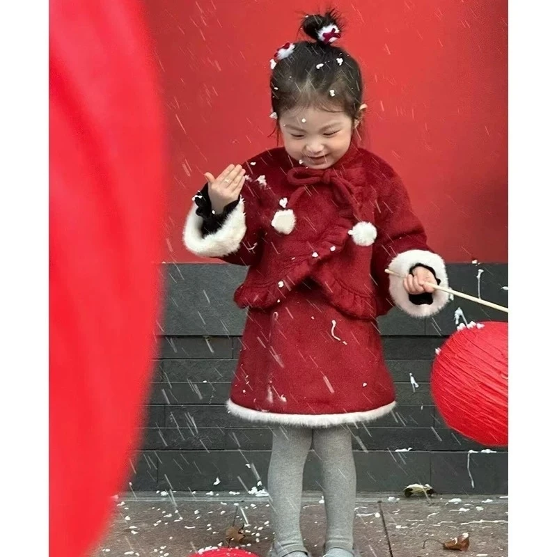 【黎安当当】2024冬款红色加厚洋气拜年服套装-68236