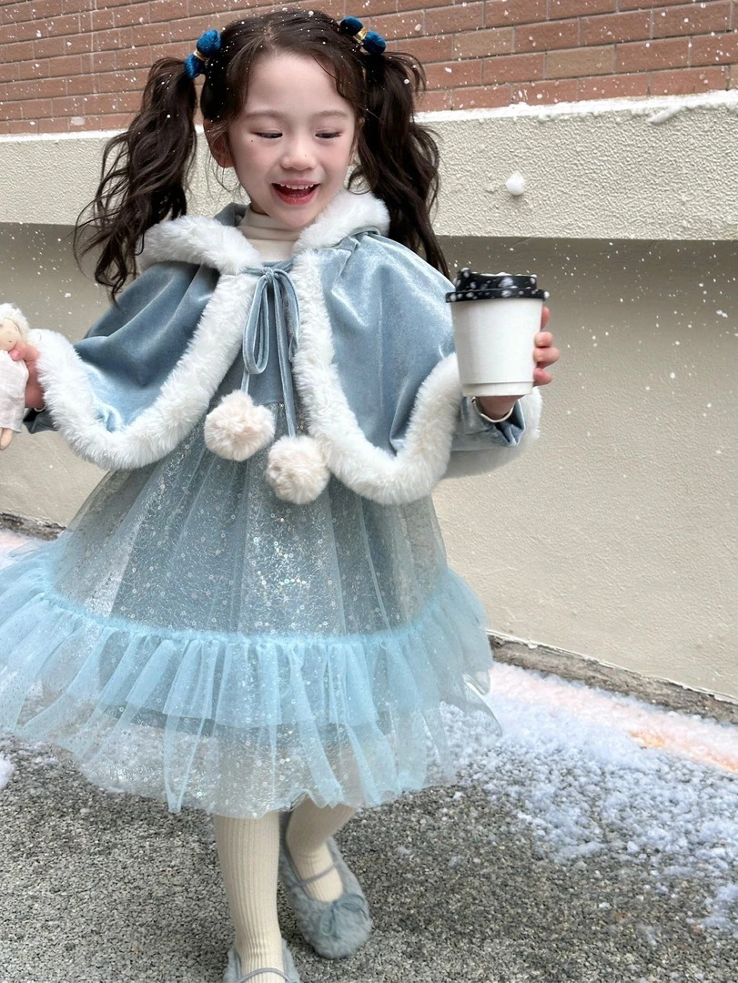 【黎安当当】2024冬款公主裙加绒加厚斗篷裙子-68237
