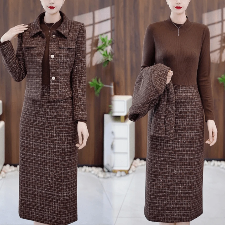 【外套+连衣裙】小香风连衣裙套装女时尚气质秋季两件套