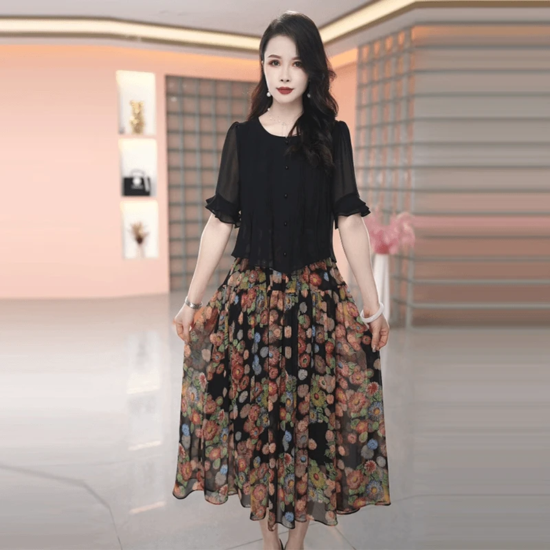 【连衣裙】夏季新款时尚修身气质高贵洋气收腰显瘦减龄连衣裙