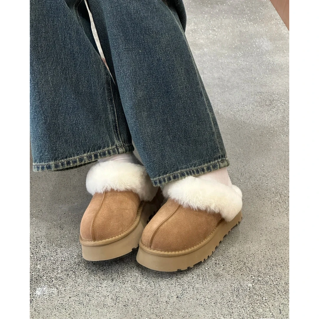 厚底栗色星拖桑坡皮毛一体雪地靴女款时尚秋冬加厚雪地靴时尚