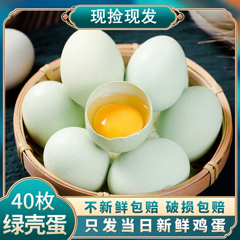 【二凤家】农家新鲜绿壳蛋 现捡现发 40枚/1600g