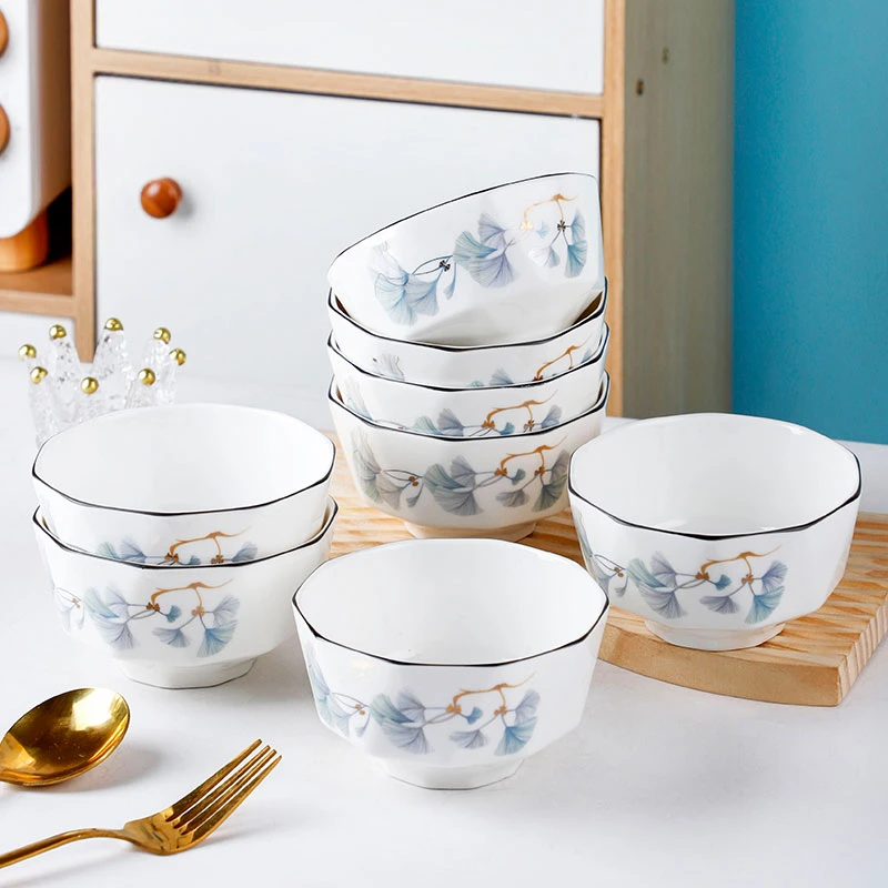 句途10个浪漫情缘碗家用5英寸米饭碗陶瓷吃饭碗北欧餐具套装