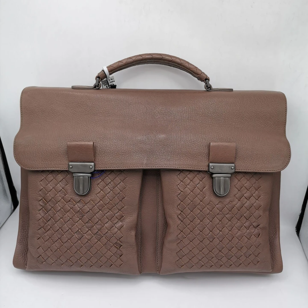 95新 BOTTEGA VENETA/葆蝶家  13432  BV棕色全皮翻盖手提包 时尚