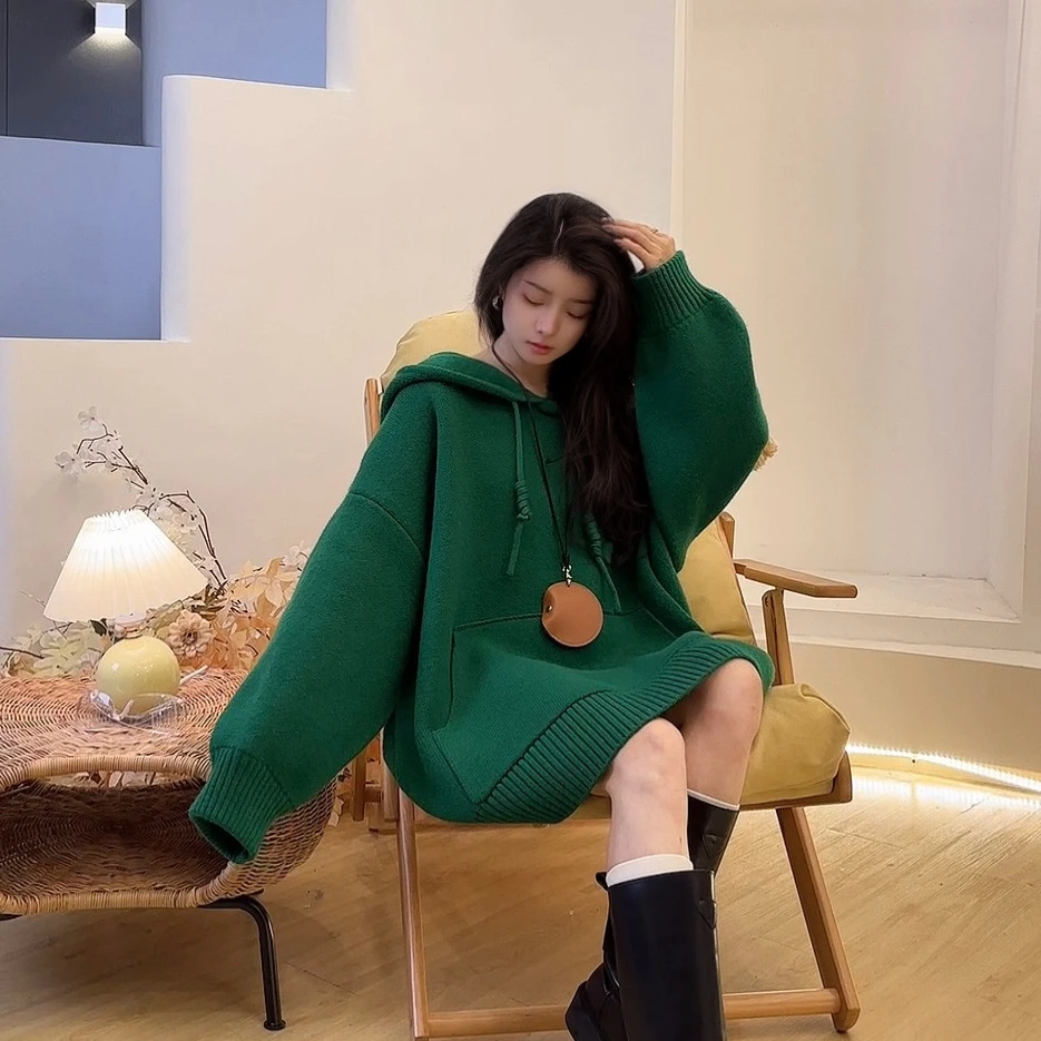 2024秋冬宽松百搭韩版减龄口袋小熊帽衫毛衣