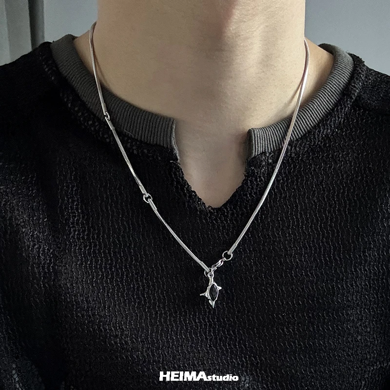 钛钢项链 2.0异形体美式项链男款吊坠小众设计潮流高级简约吊坠女