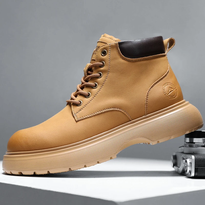 KLWP高档马丁靴男款秋冬季新款时尚复古大黄靴男士休闲鞋高帮鞋男