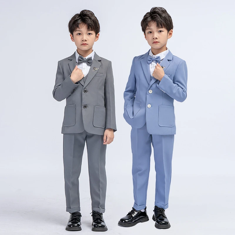 儿童礼服帅气男童英伦绅士风西装套装中小童小西服钢琴主持演出服