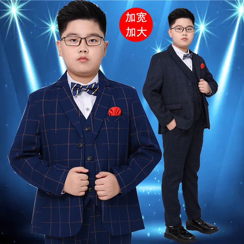 儿童胖版演出服春秋新款小西服中大童加肥加大男童钢琴演讲礼服男