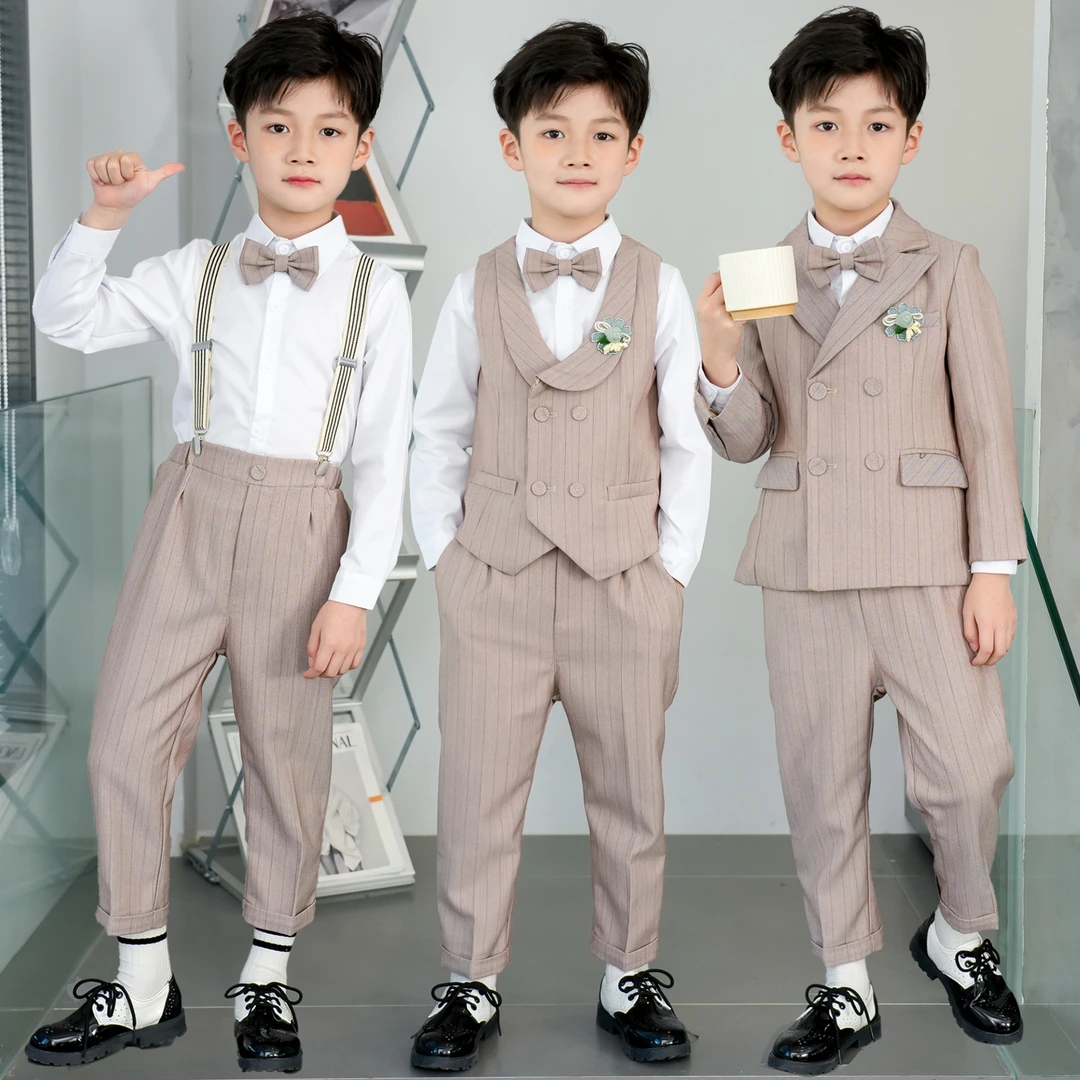 23新款男童礼服帅气套装春秋条纹款儿童小西装钢琴主持花童演出服
