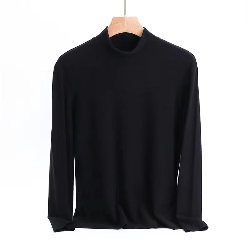 半高领德绒秋冬季打底衫大码长袖百搭加绒保暖男士加厚打底保暖衣