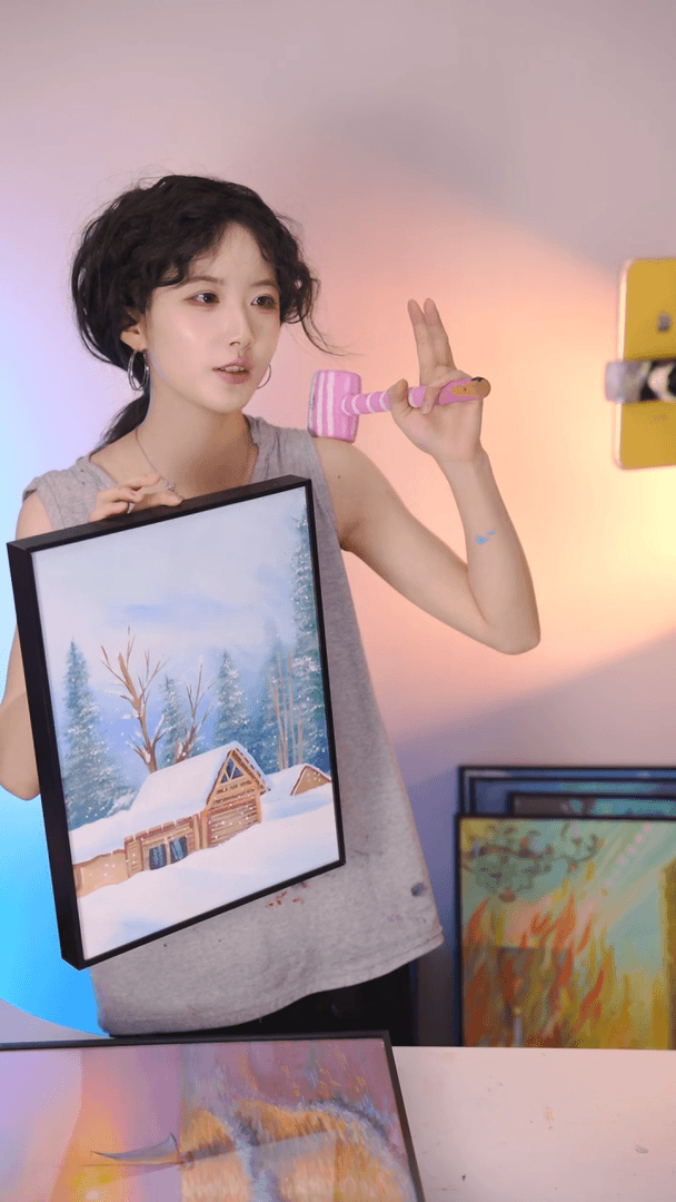 【闪购商品】绘画雪景丙烯画纯手绘