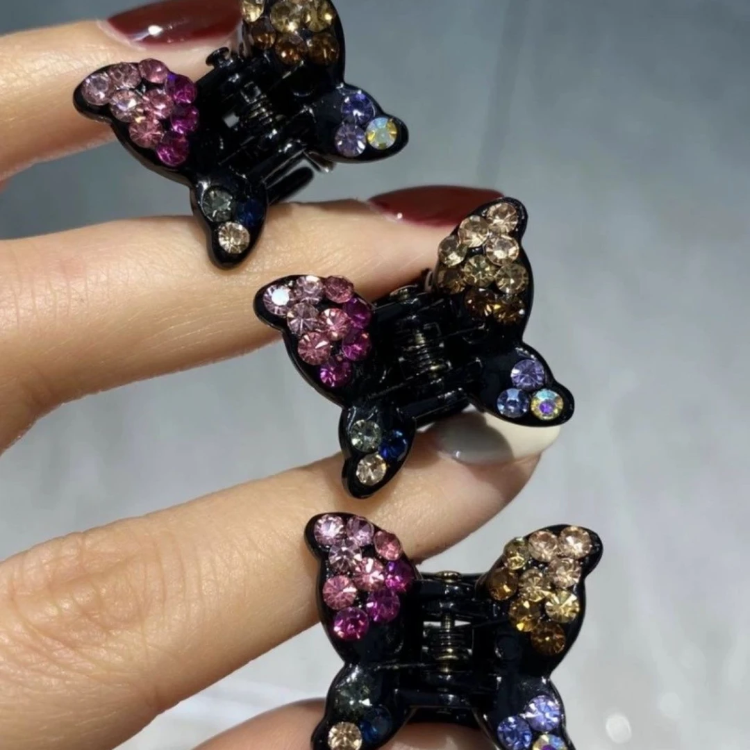 捷克钻蝴蝶气质小号爪子抓夹子女童边夹顶夹刘海夹马尾盘发夹发卡