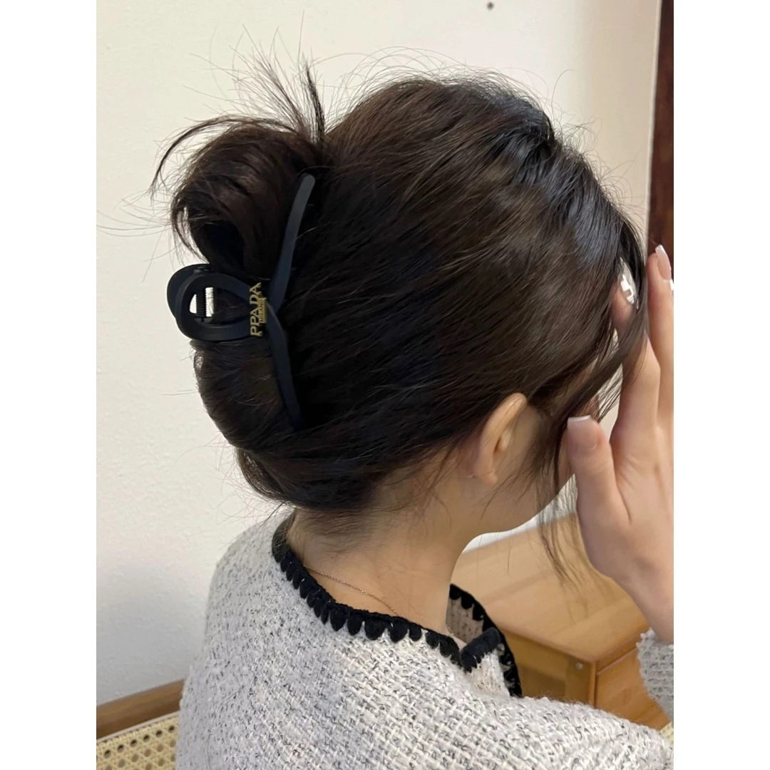 韩版韩式纯黑色磨砂质感抓夹大号后脑勺发夹法式高级复古鲨鱼夹女