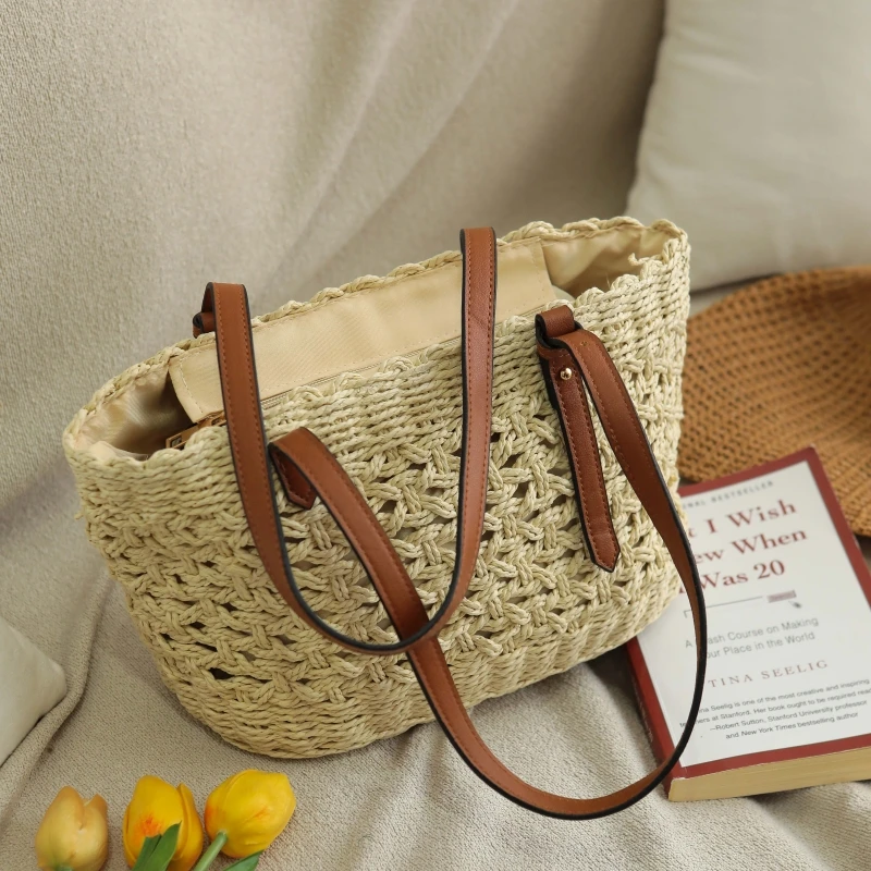 2023新款大容量编织草编包挎包夏天海边沙滩包草包水桶单肩包女包