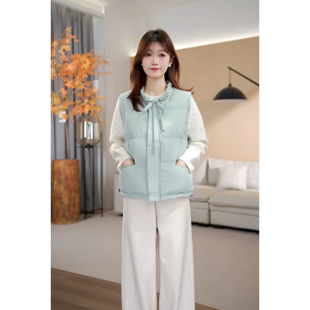 （周周小个子）秋冬新款百搭短款休闲洋气韩版短款棉服马夹-YJ2411