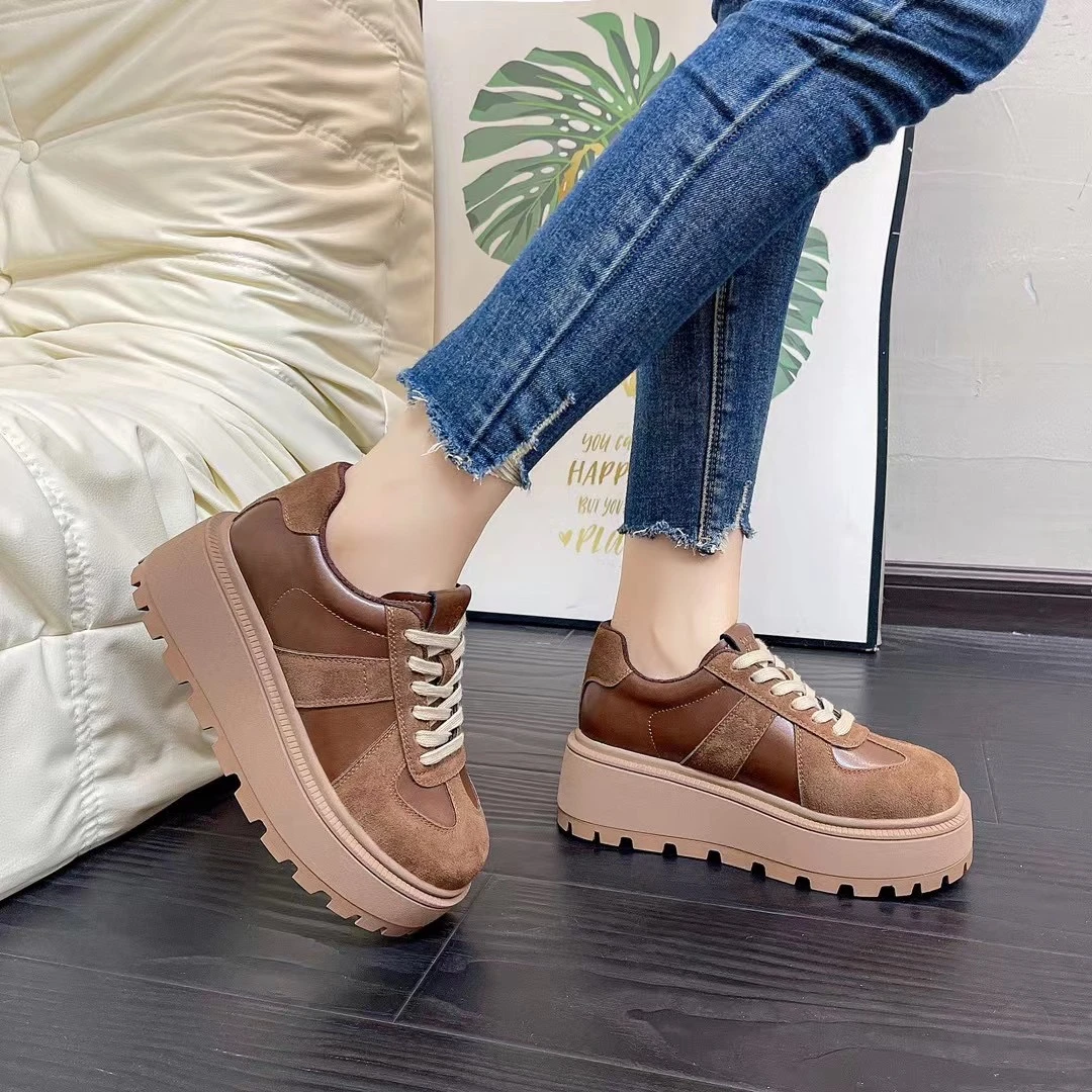 元元家·秋冬高端绒里韩系厚底鞋女2024低帮休闲鞋时尚百搭潮C911