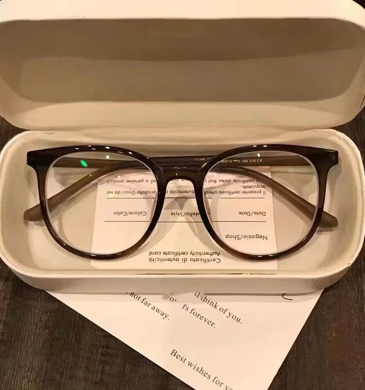 显白栗子茶棕小众复古防蓝光辐射眼镜可配度数近视平光素颜百搭潮