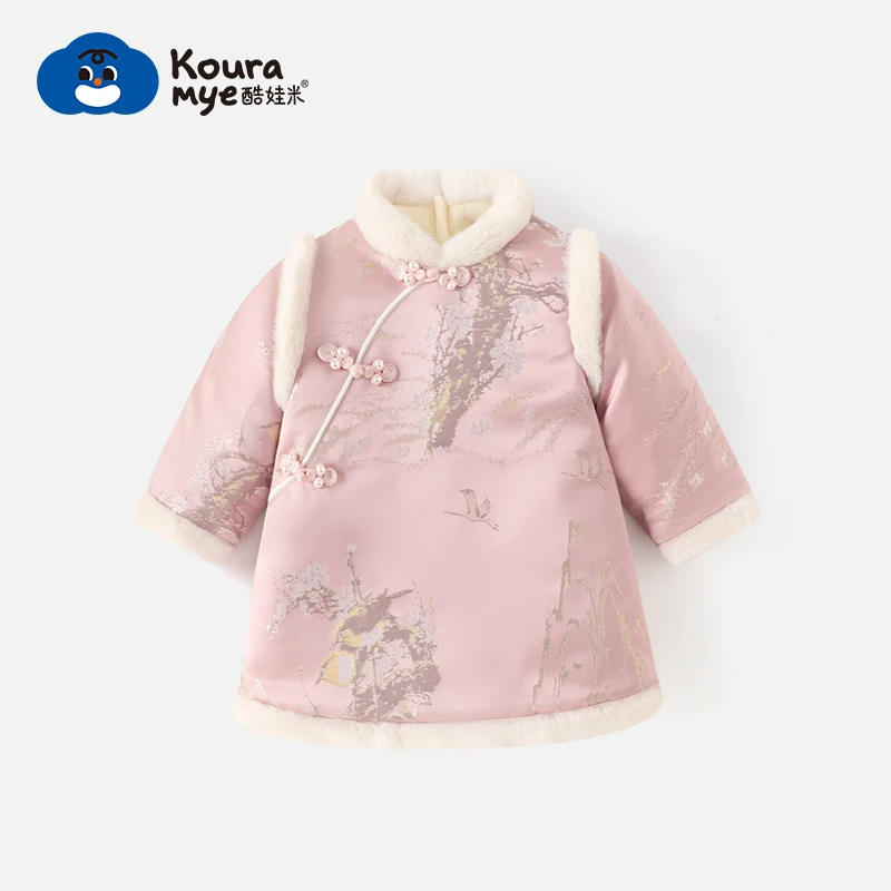 酷娃米秋冬新款加绒时尚民族风女宝宝旗袍汉服裙20432