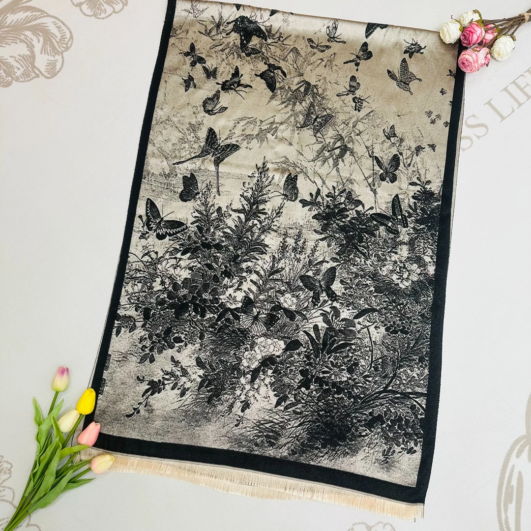 《黑蝴蝶》新款双面百搭高级感羊毛保暖披肩