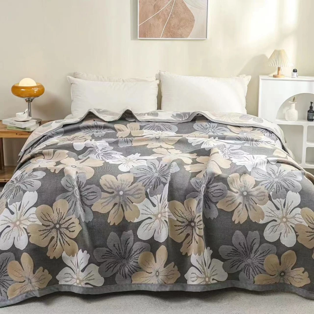 【莫奈花园灰】200*230cm纱布多功能毯加厚亲肤柔软