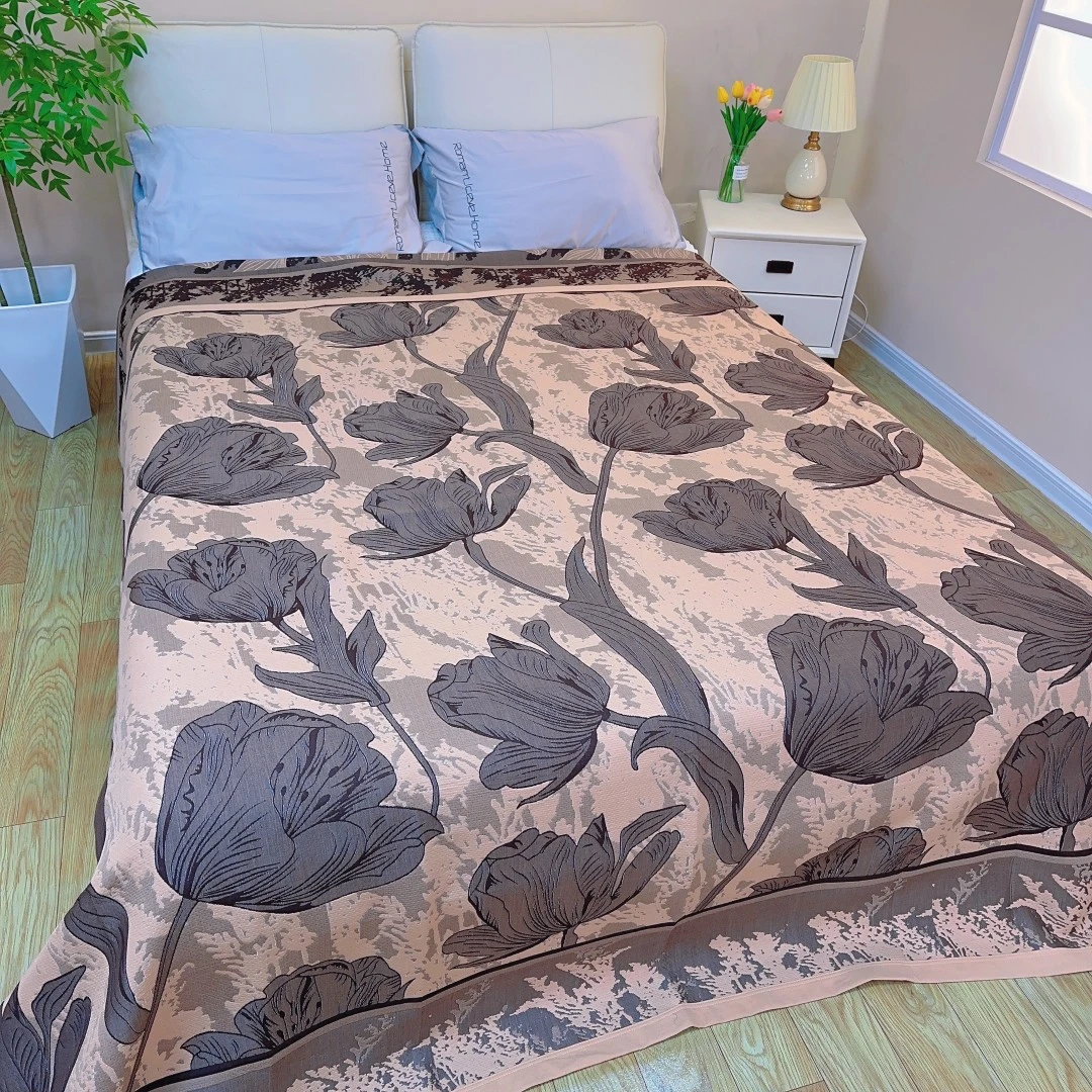 【郁金香棕】230*250cm高端四季恒温毯全棉纱布床盖