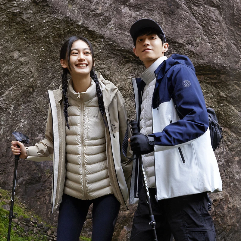 波司登秋季新款90绒情侣透气三合一冲锋衣户外运动登山羽绒服外套