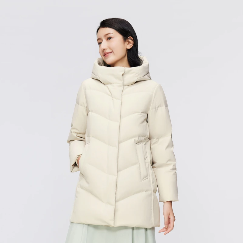 【爆款补贴】波司登冬季女中长款经典休闲羽绒服连帽修身显瘦5136