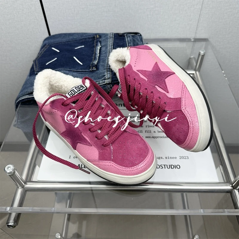 【断码】韩版冬季加绒星星小脏脏女鞋时尚舒适低帮平底休闲板鞋
