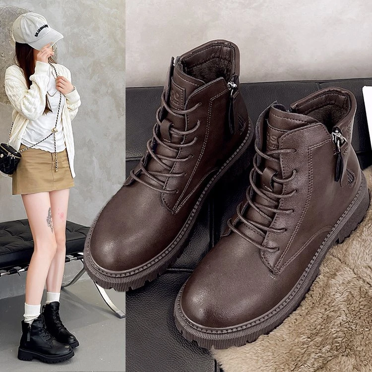 2024新款秋冬季马丁靴女鞋港风复古时尚短靴1