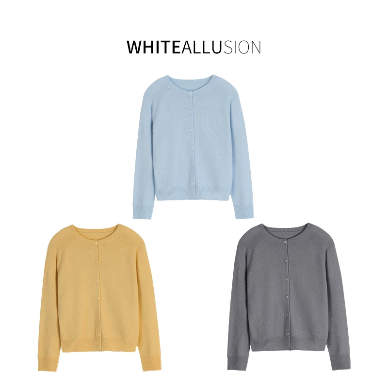 素典【马卡龙开衫】100%纯羊毛~韩版秋冬季时尚圆领针织开衫2986