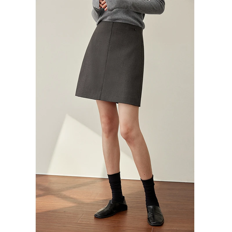 素典【A系半裙】初春气质设计感半身裙~高腰显瘦百搭纯色短裙2813