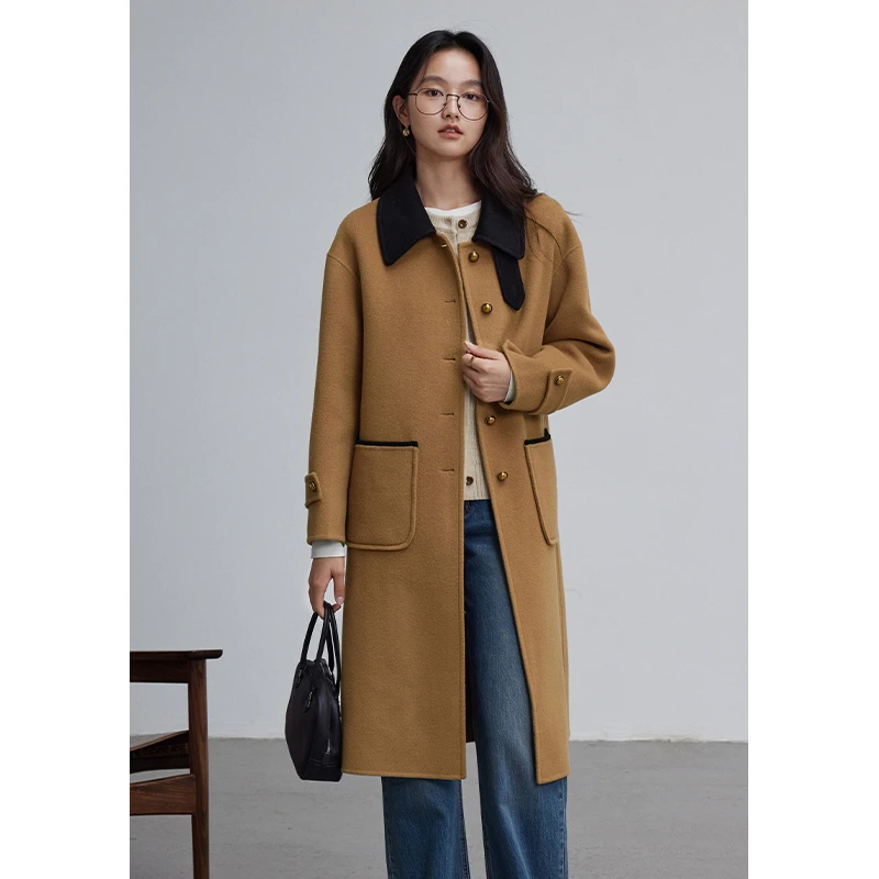 素典【中古事记】纯羊毛双面呢大衣中长款高级感赫本风毛呢外套2651