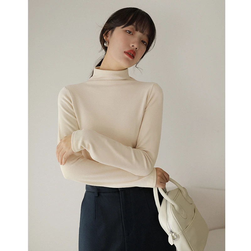 素典【德绒打底衫】半高领德绒打底衫~加绒加厚保暖内搭上衣896