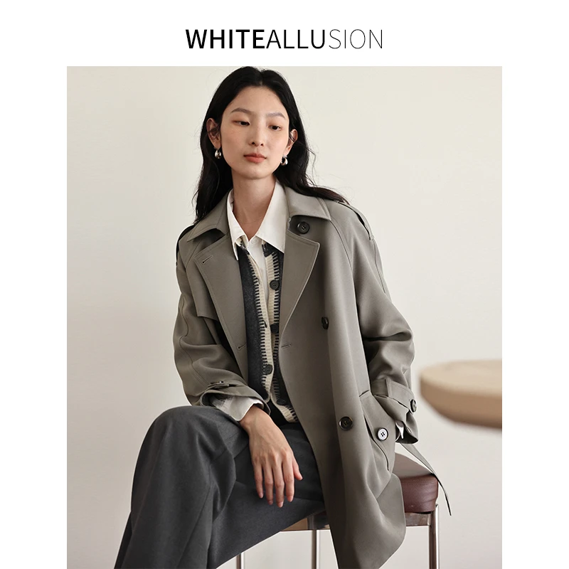 素典【贝克曼】短款英伦风外套高级感韩版小个子双排扣风衣1216