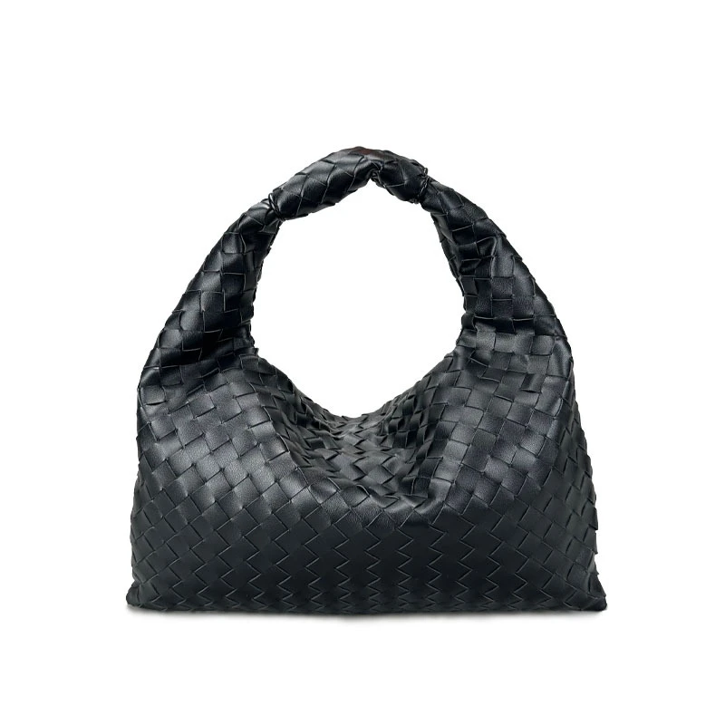 新款潮流时尚手工真皮牛角包手提单肩腋下手腕编织Hop包