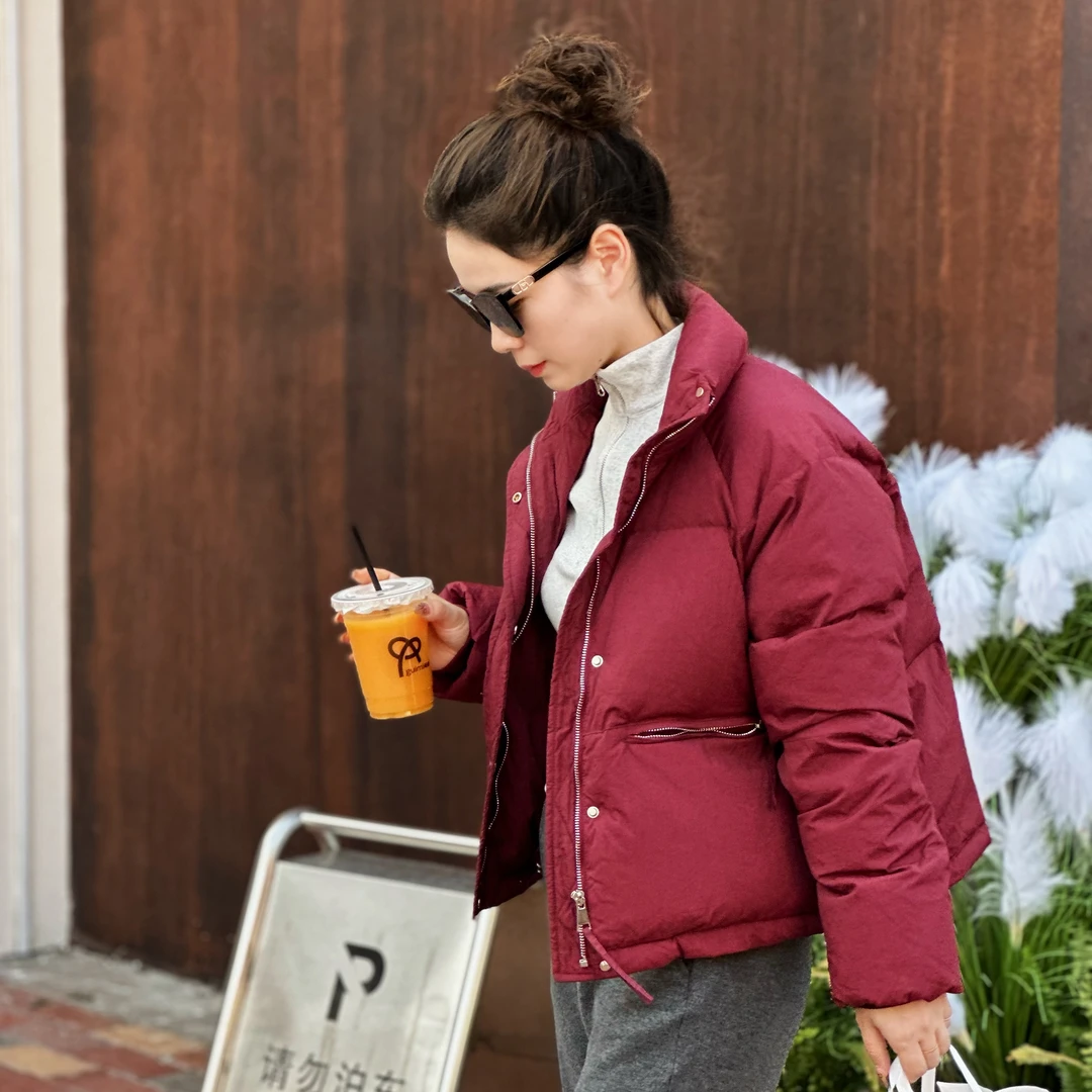 2023年新款白鸭绒羽绒服立领休闲简约短款保暖时尚外套