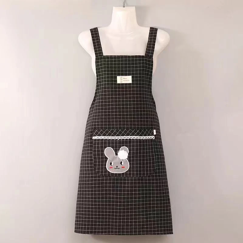 新款高档时尚透气网红洋气家用厨房做饭围裙棉布薄款成人上班工装