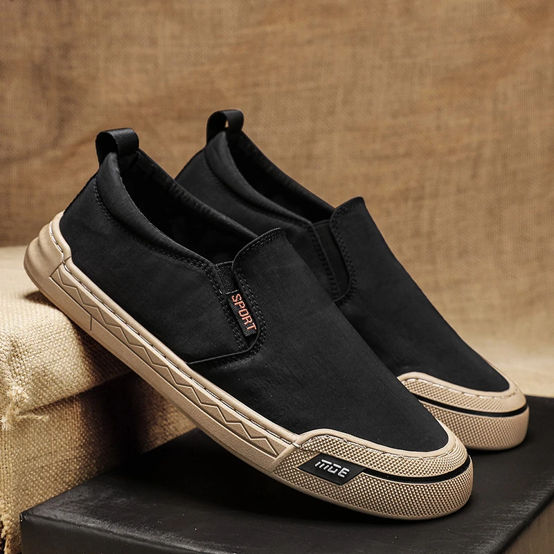 老北京布鞋2023新款男鞋春季透气薄款防臭休闲板鞋一脚蹬帆布鞋子