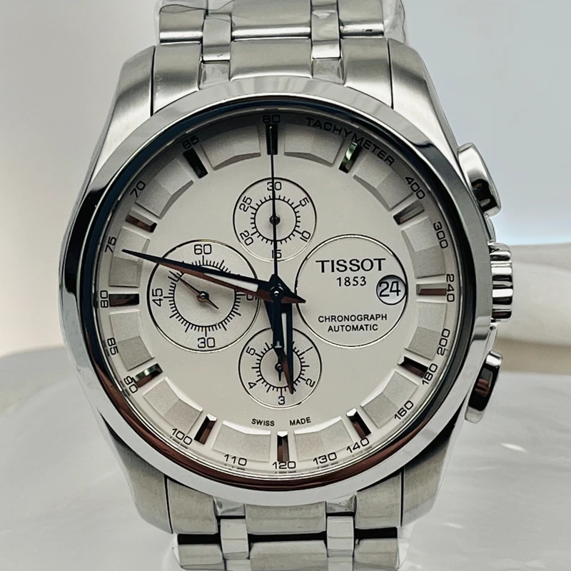 95新 Tissot/天梭 奢宝/库图/三眼多功能/表径43/计时机械男表