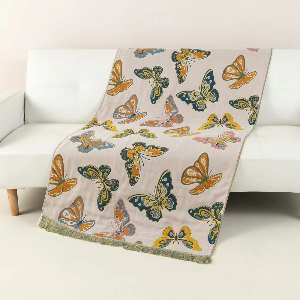 【甜甜家】超吸水多层纯棉纱浴巾80*160cm----浴巾-蝴蝶