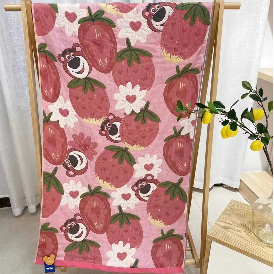 【甜甜家】2024新款100棉八层纱布浴巾（草莓熊头）