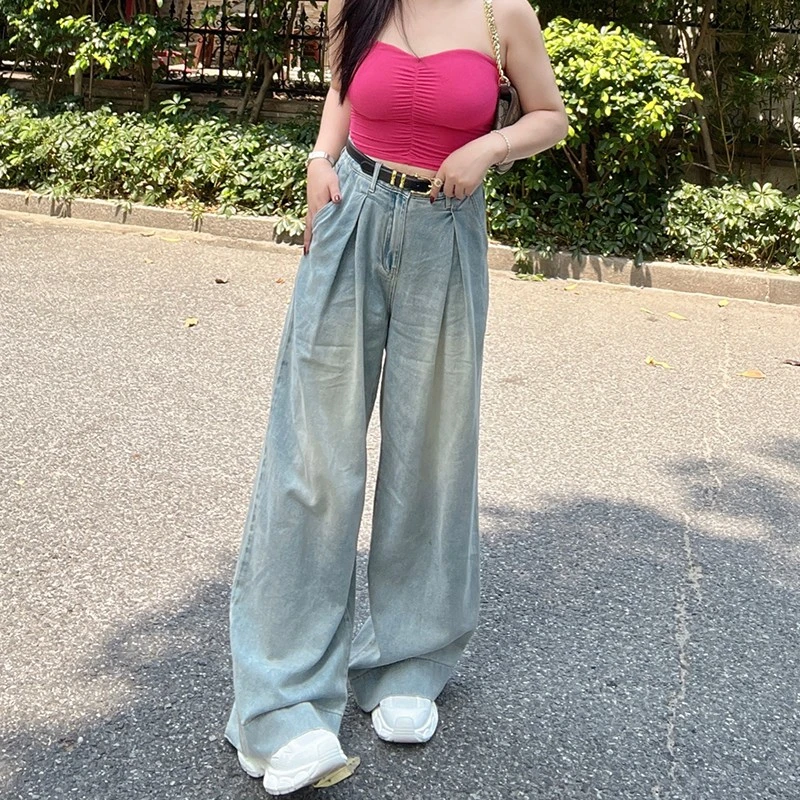 多肉宝贝夏季莱赛尔松紧（拉伸4cm）休闲阔腿牛仔长裤2305JHF210