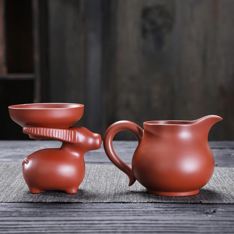 大红袍茶滤套组茶壶公杯茶水分离器高档茶漏茶具紫砂陶瓷家用茶道