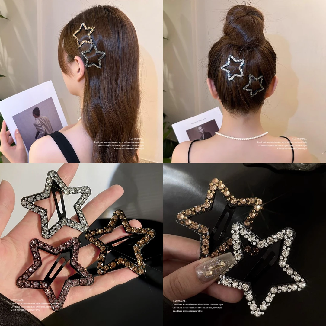 满钻碎发夹女气质bb夹掰掰夹发卡刘海夹五角星碎砖日常百搭款可爱